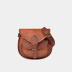 Borsa a Spalla Donna in Vera Pelle Look Vintage con Tracolla