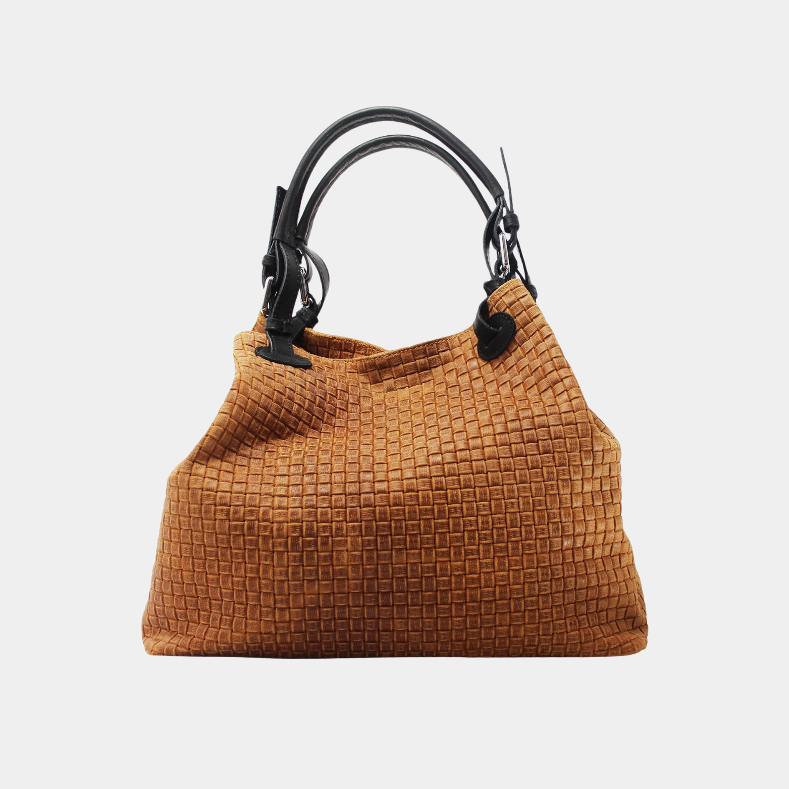 Borsa a Mano Donna in Pelle Stampa Intrecciata con Tracolla 34x29x18 cm