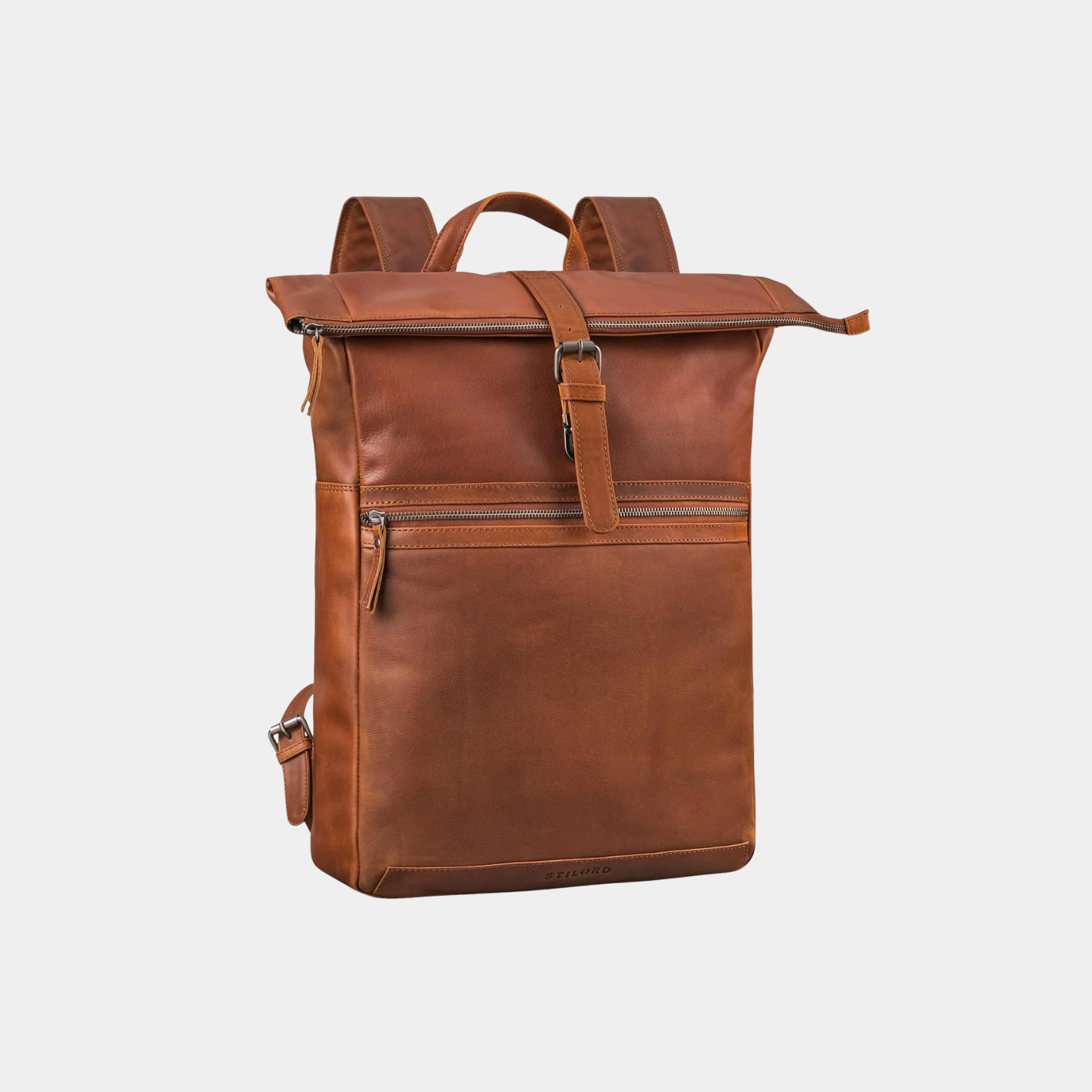 Zaino Rolltop in Vera Pelle Uomo Donna Vintage per Laptop 17"