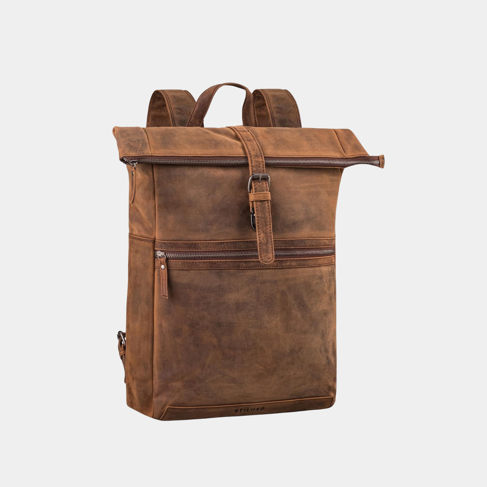 Zaino Rolltop in Vera Pelle Uomo Donna Vintage per Laptop 17"