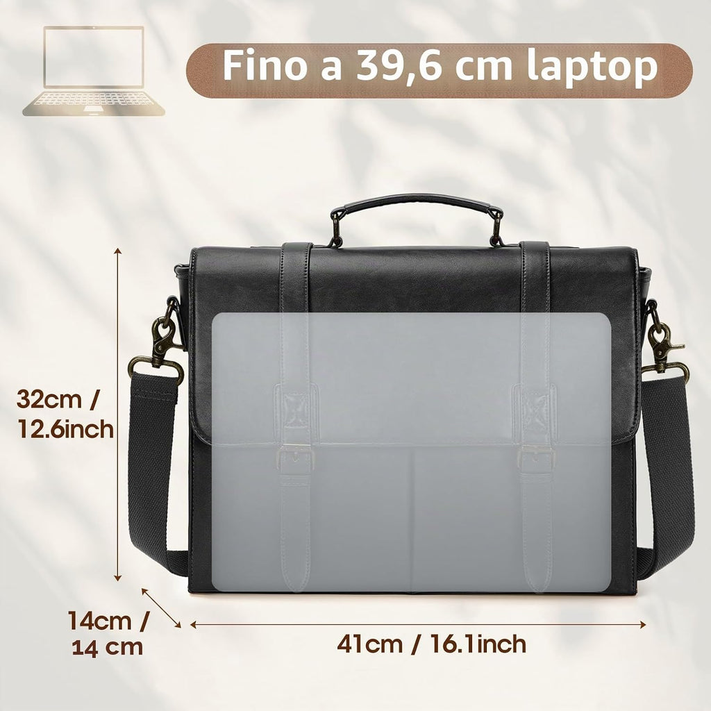 Borsa Porta PC Uomo 15,6" in Pelle PU Impermeabile – Stile Retrò