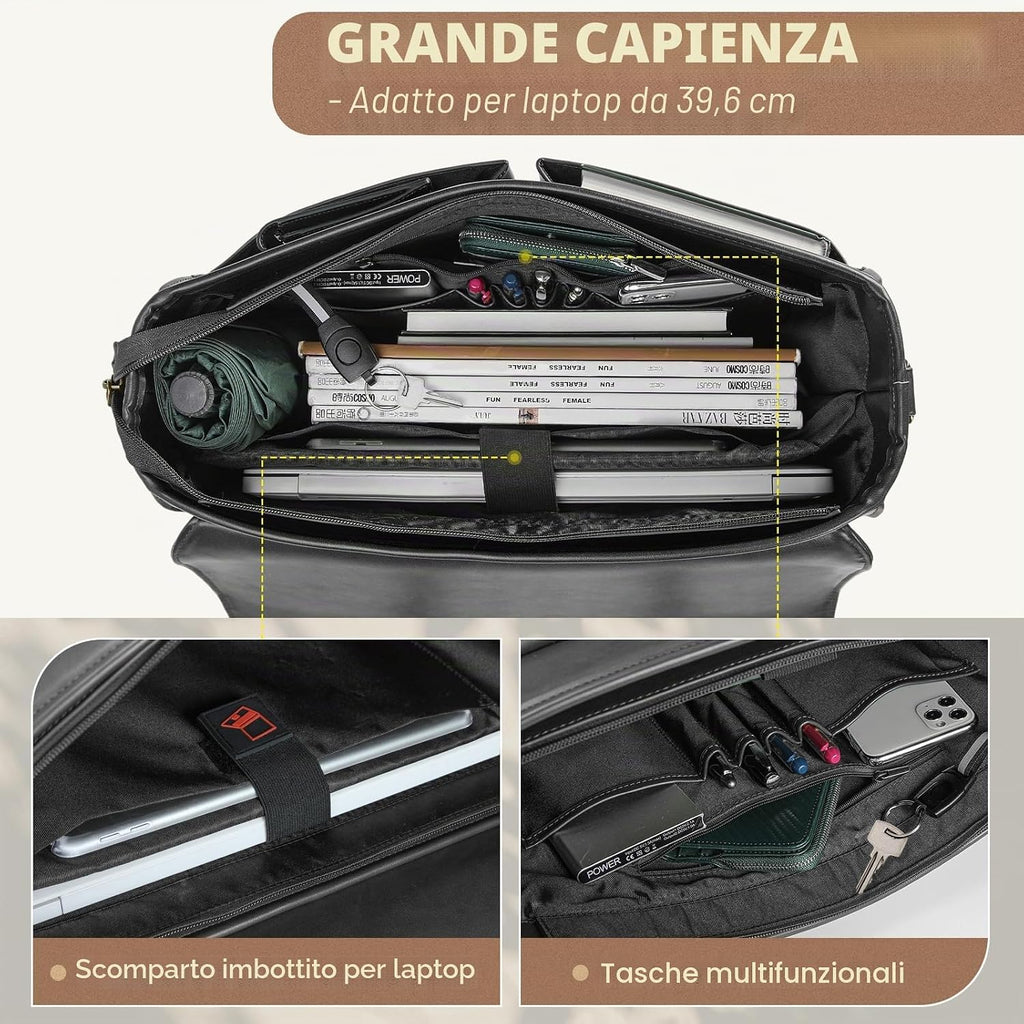 Borsa Porta PC Uomo 15,6" in Pelle PU Impermeabile – Stile Retrò