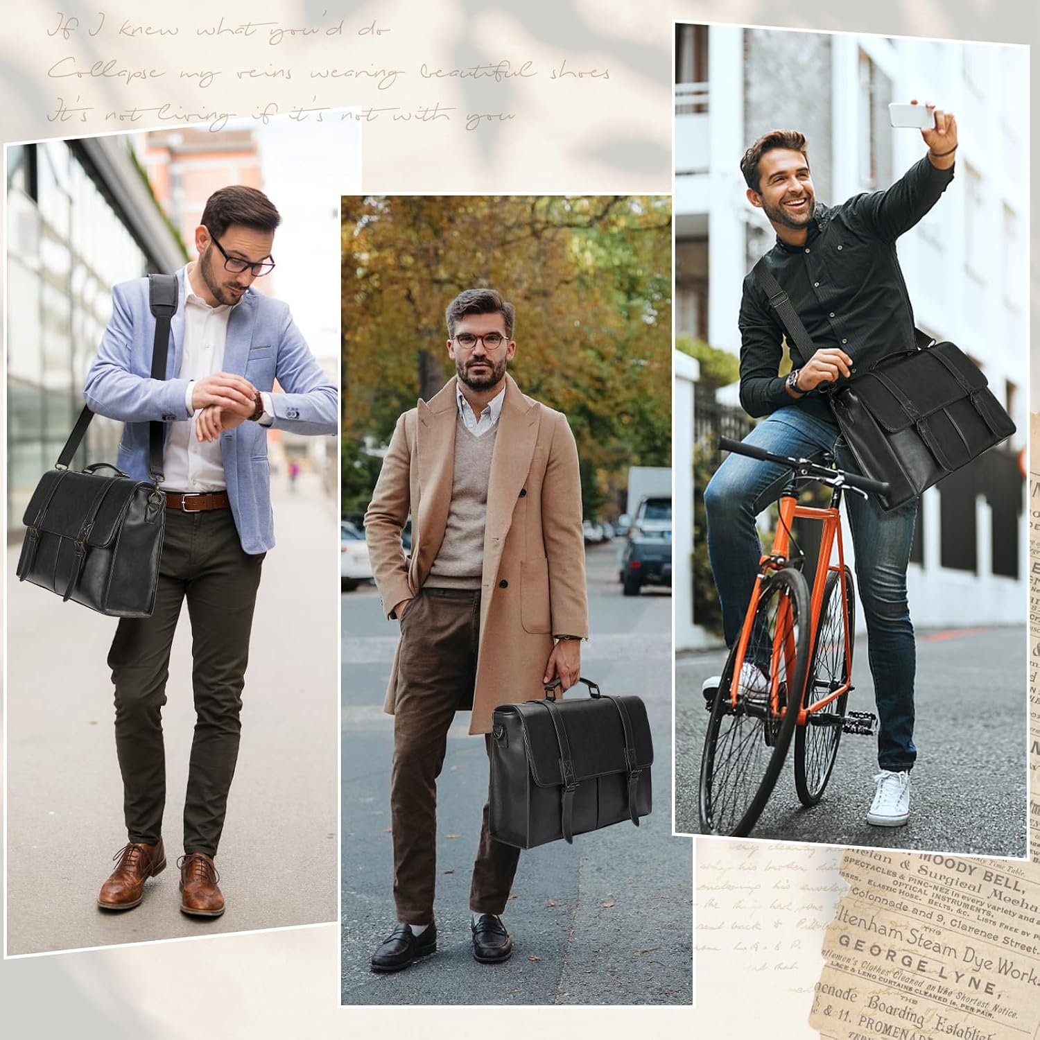 Borsa Porta PC Uomo 15,6" in Pelle PU Impermeabile – Stile Retrò