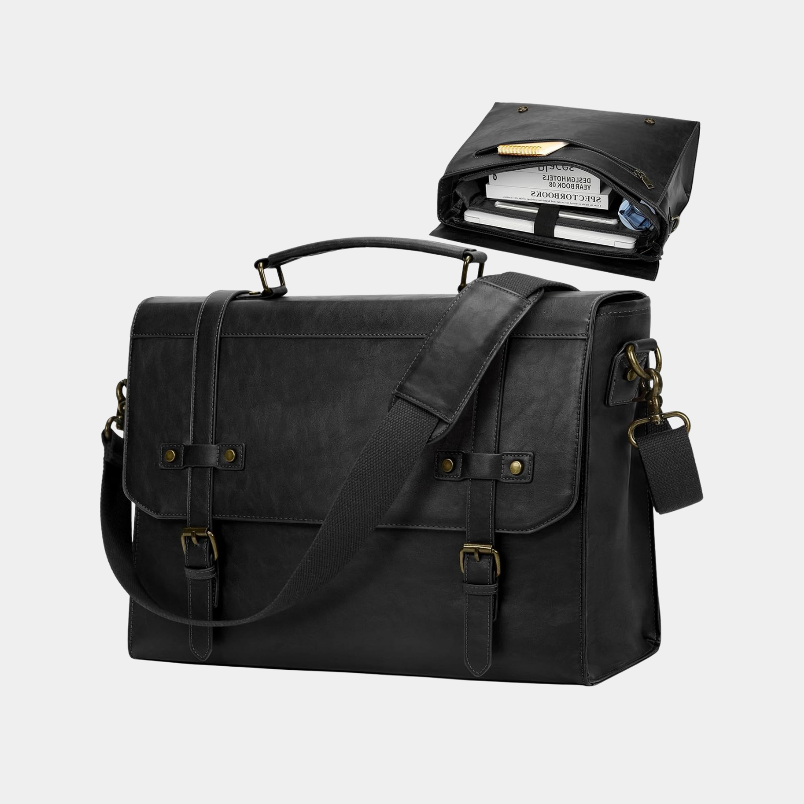 Borsa Porta PC 17.3" Uomo in Pelle PU Impermeabile Valigetta Vintage