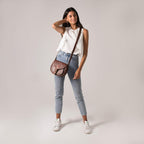 Borsa a Spalla Donna in Vera Pelle Look Vintage con Tracolla