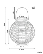 Lot de 2 lanternes à énergie solaire 30 cm Naturel