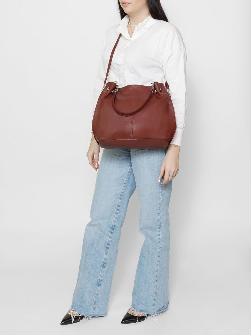 Borsa a Spalla Donna in Vera Pelle Artigianale 30x38x12 cm