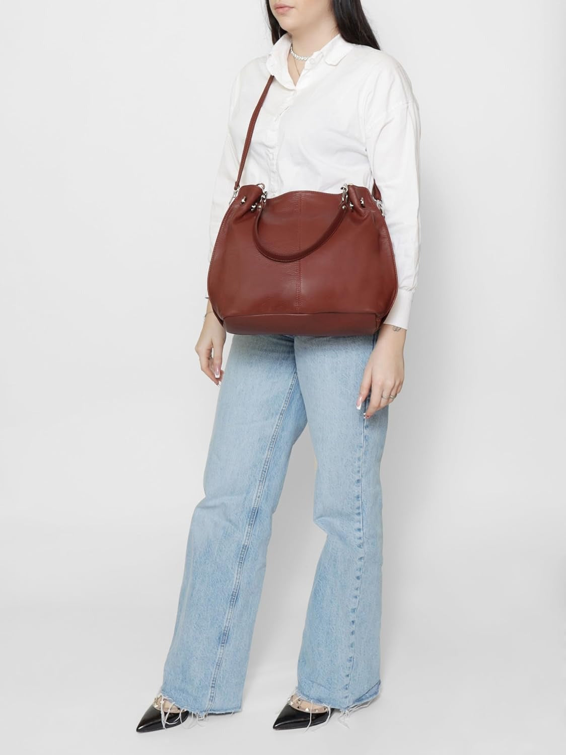 Borsa a Spalla Donna in Vera Pelle Artigianale 30x38x12 cm