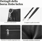 Borsa a Tracolla Donna in Vera Pelle Hobo Grande con 2 Cinghie
