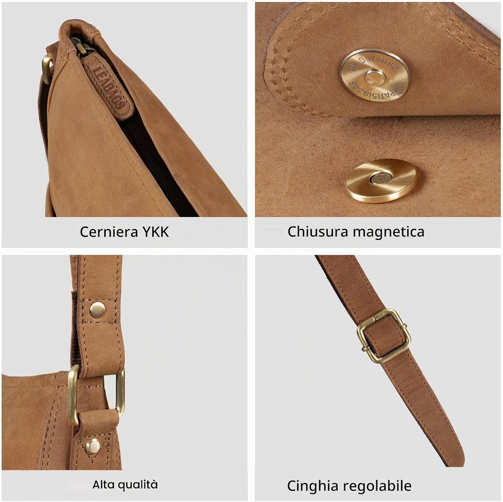Borsa a Mano Donna in Vera Pelle con Tracolla Lavoro e Tempo Libero