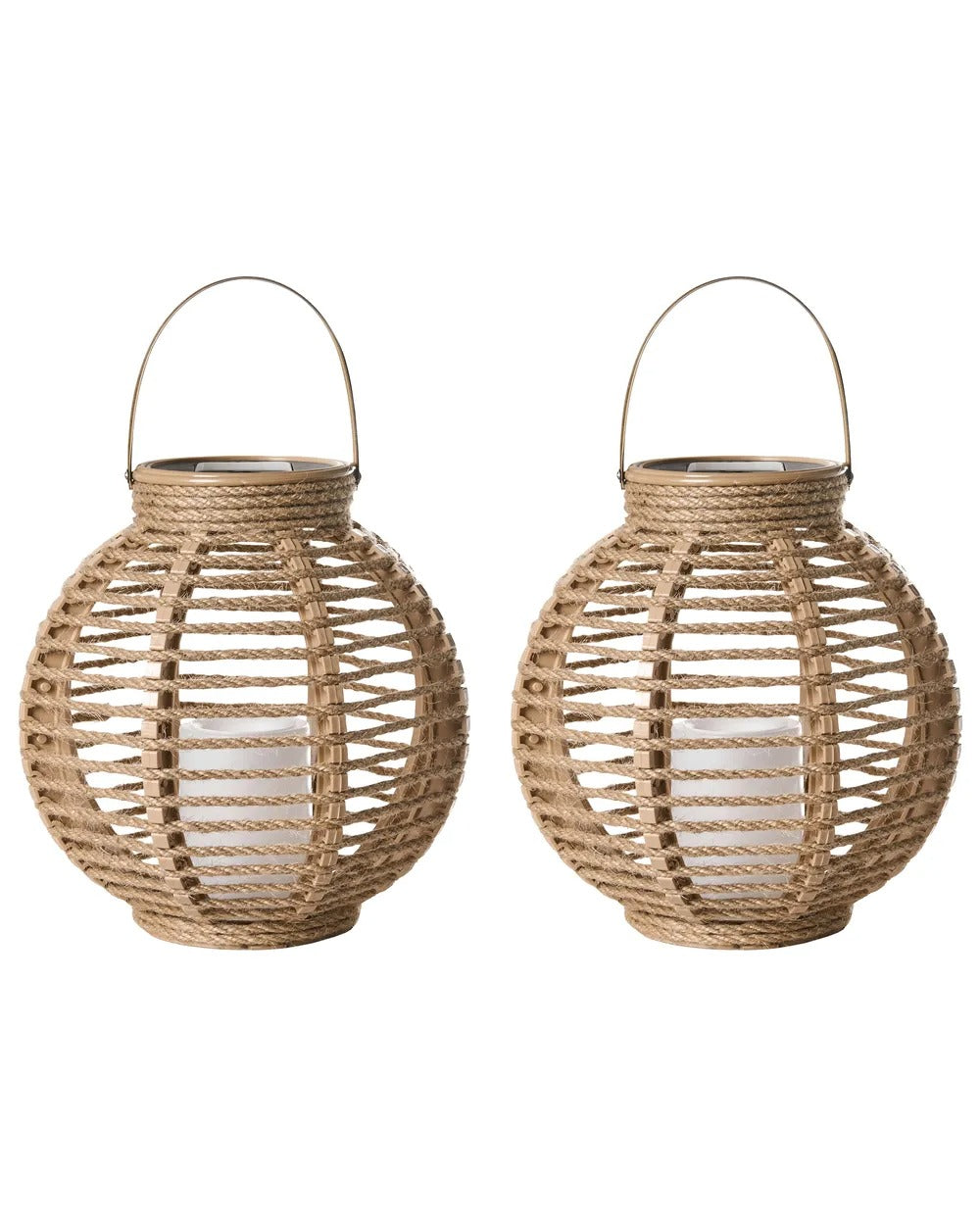Lot de 2 lanternes à énergie solaire 30 cm Naturel