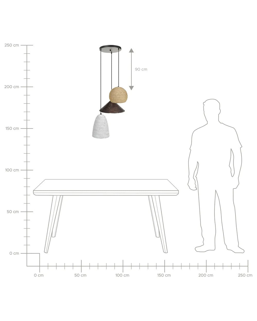 Lampe suspension Osier Naturel Blanc Marron