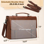 Borsa Porta PC 17.3" Uomo in Pelle PU Impermeabile Valigetta Vintage
