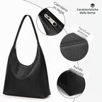 Borsa Tote Donna in Pelle Vegana Hobo Grande Capacità con Cerniera
