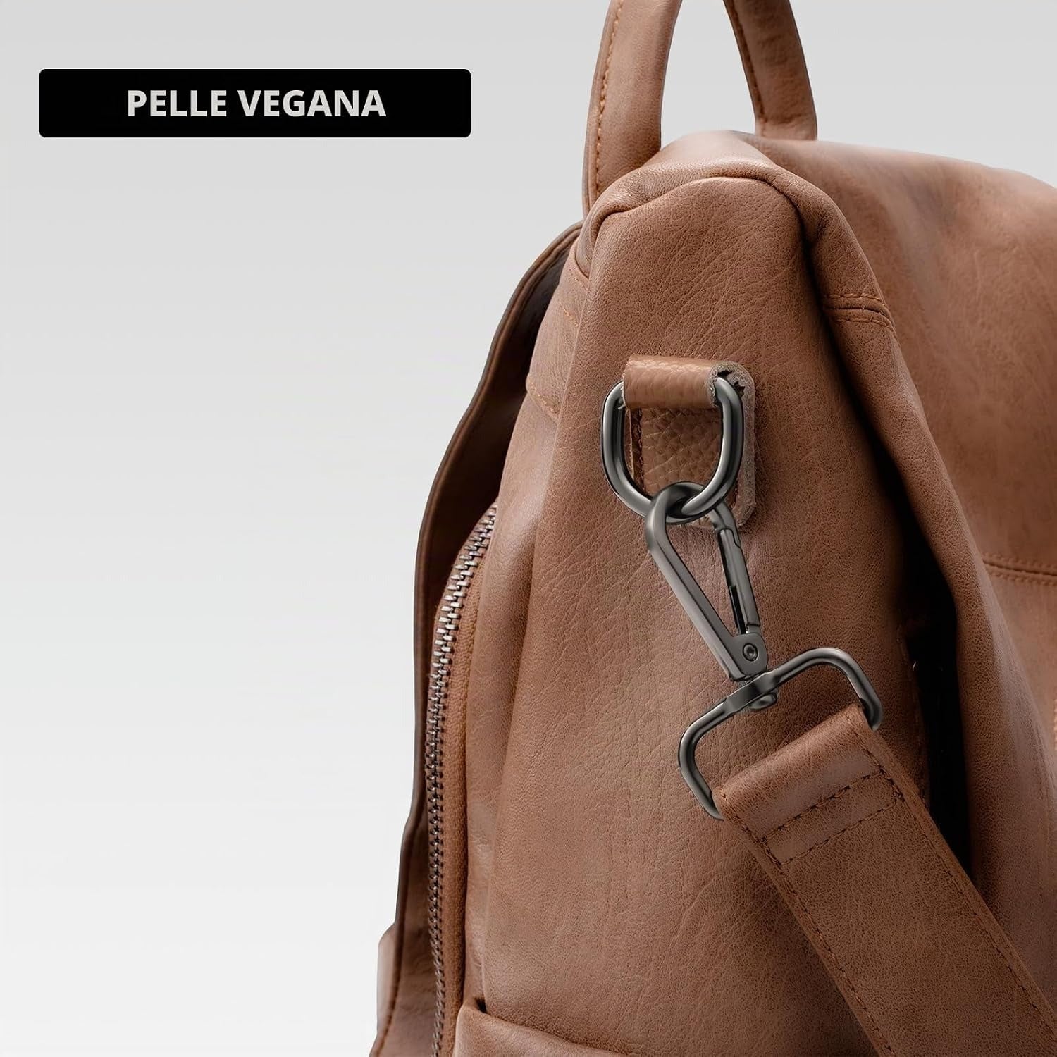 Zaino Antifurto Donna in Pelle Vegana con Tracolla Staccabile