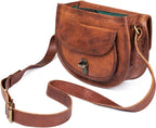 Borsa a Spalla Donna in Vera Pelle Look Vintage con Tracolla