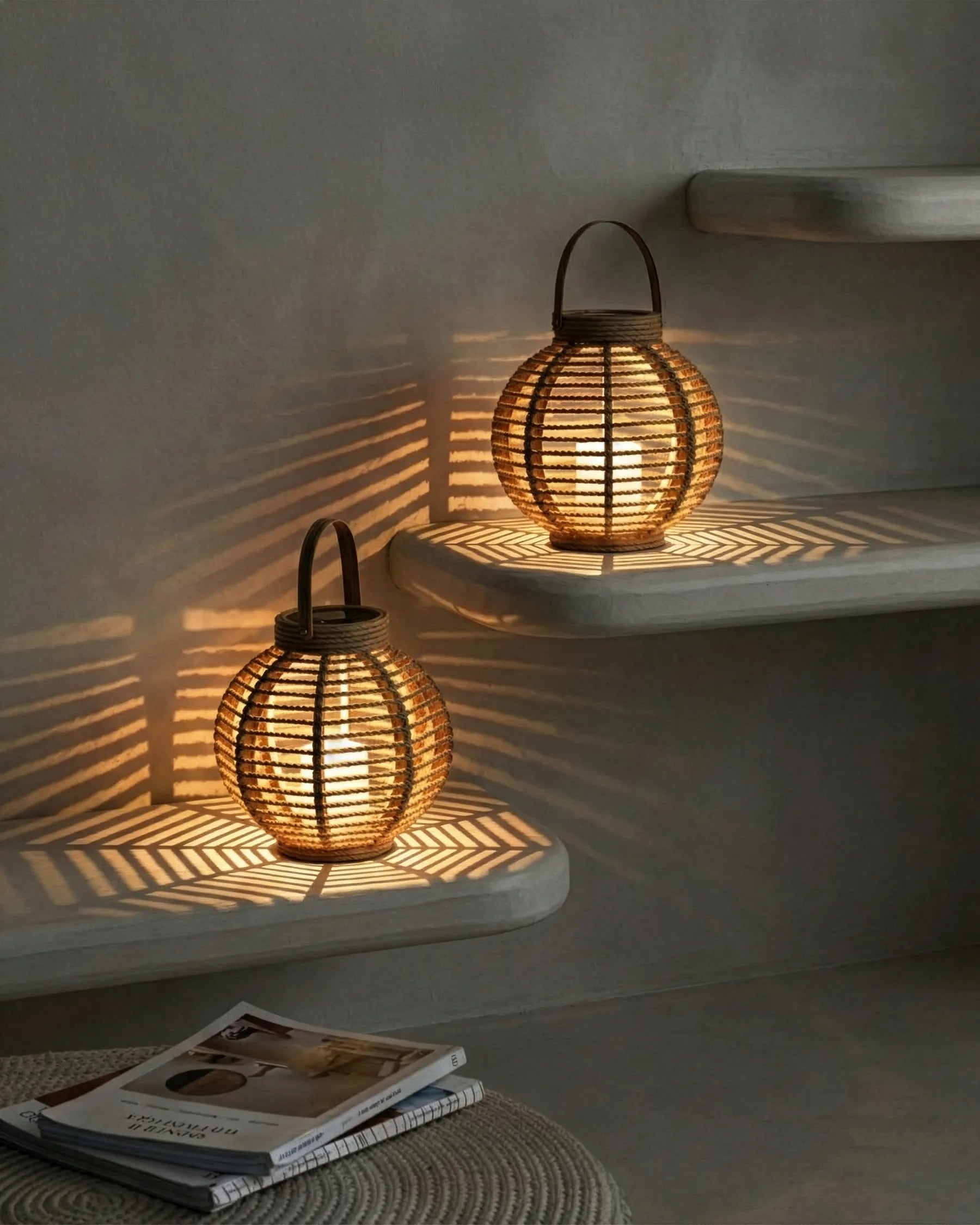 Lot de 2 lanternes à énergie solaire 30 cm Naturel