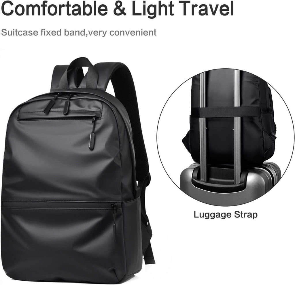 Zaino Uomo Daypack in Pelle Sintetica Impermeabile Laptop 14" Nero