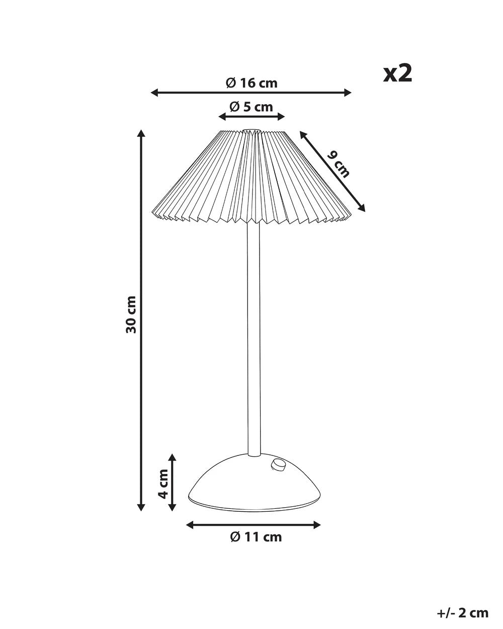 Lot de 2 lampes de table LED sans fil Avec variateur Métal Doré