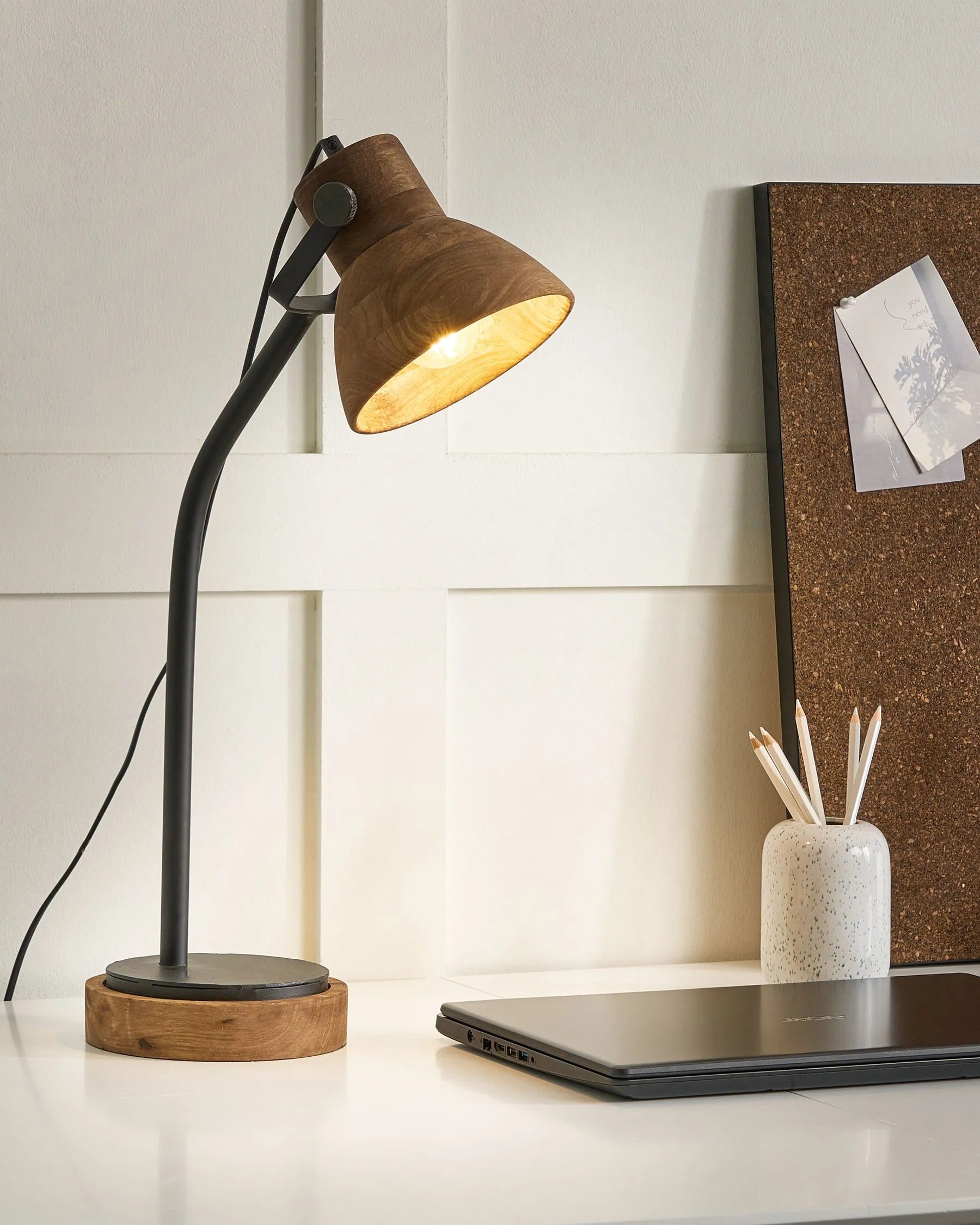 Lampe de bureau Bois de manguier Marron foncé