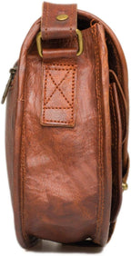 Borsa a Spalla Donna in Vera Pelle Look Vintage con Tracolla