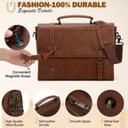 Borsa Porta PC 17.3" Uomo in Pelle PU Impermeabile Valigetta Vintage