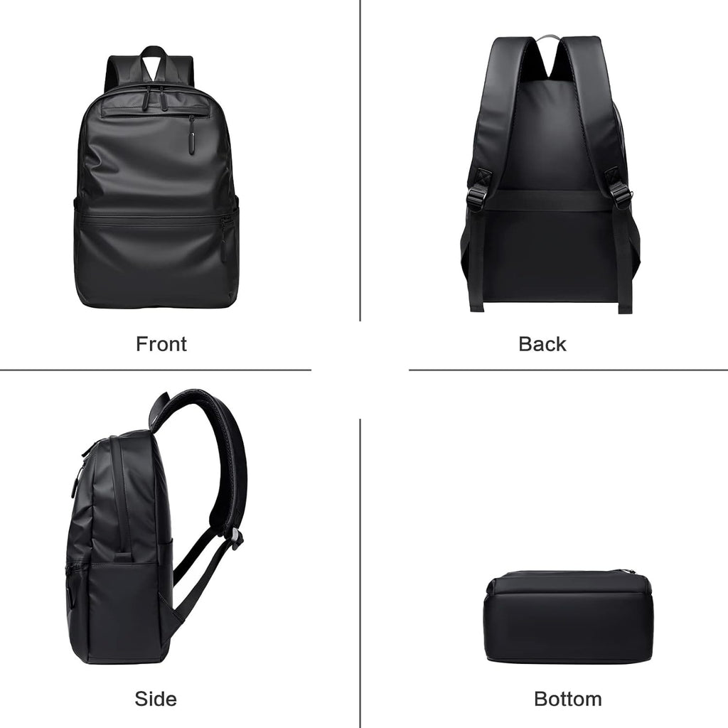 Zaino Uomo Daypack in Pelle Sintetica Impermeabile Laptop 14" Nero