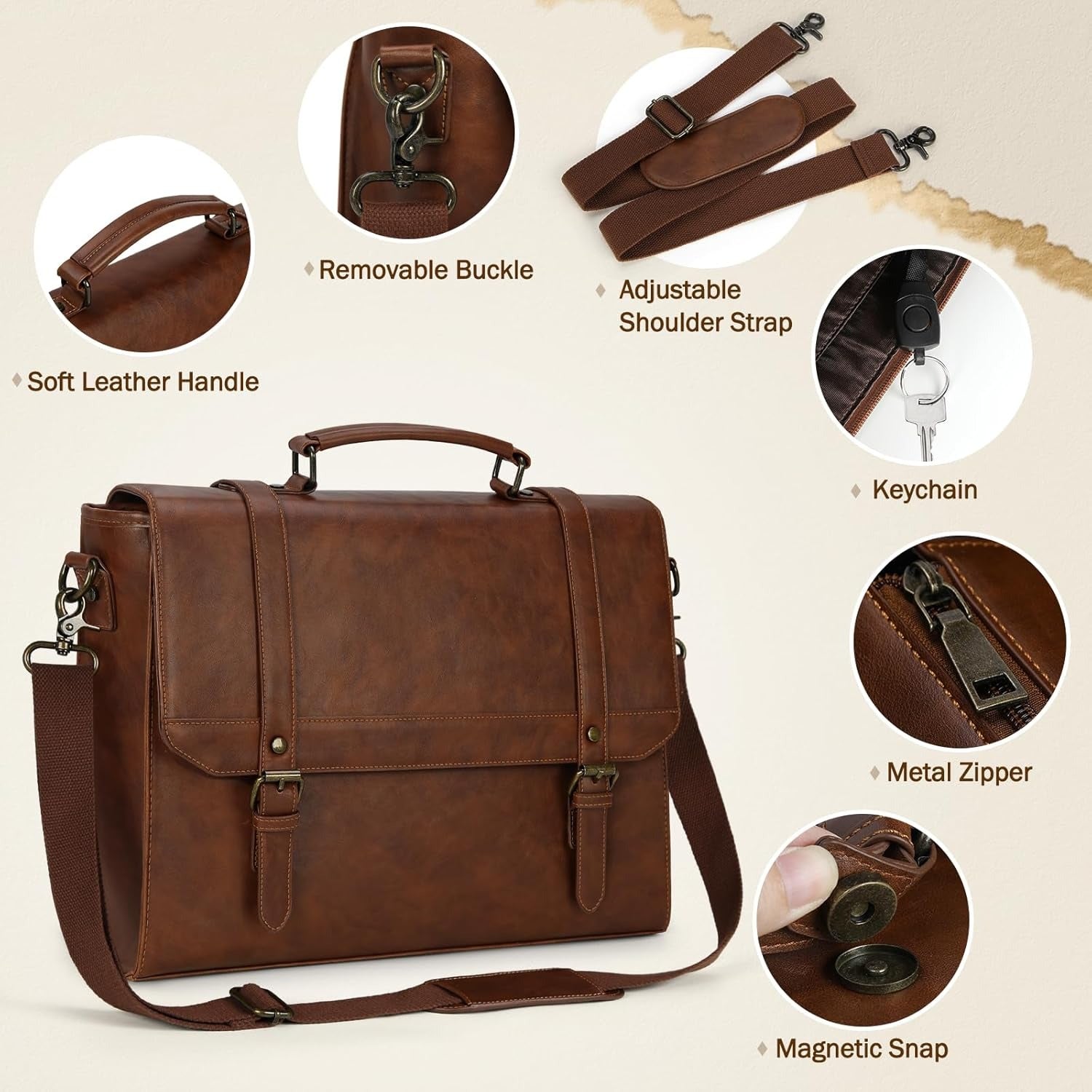 Borsa Porta PC Uomo Impermeabile 15,6" – Stile Vintage