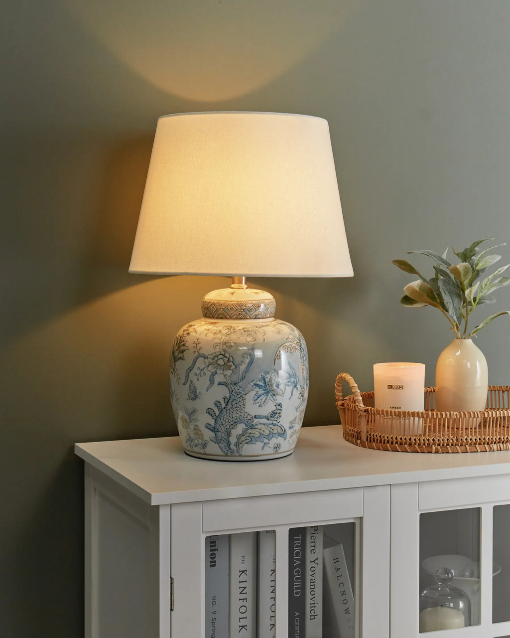 Lampe à poser Porcelaine Blanc/bleu