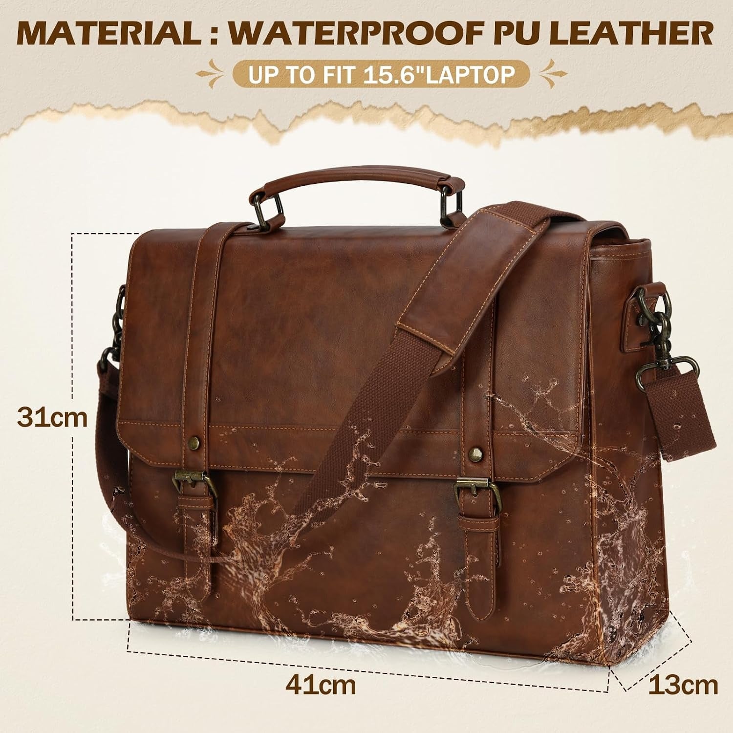Borsa Porta PC Uomo Impermeabile 15,6" – Stile Vintage