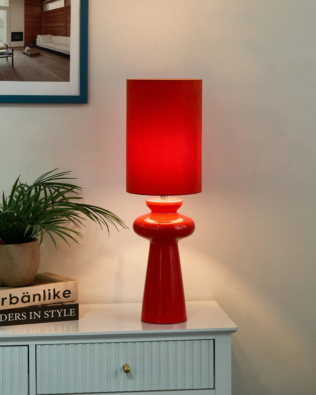 Lampe à poser Rouge/Vert olive