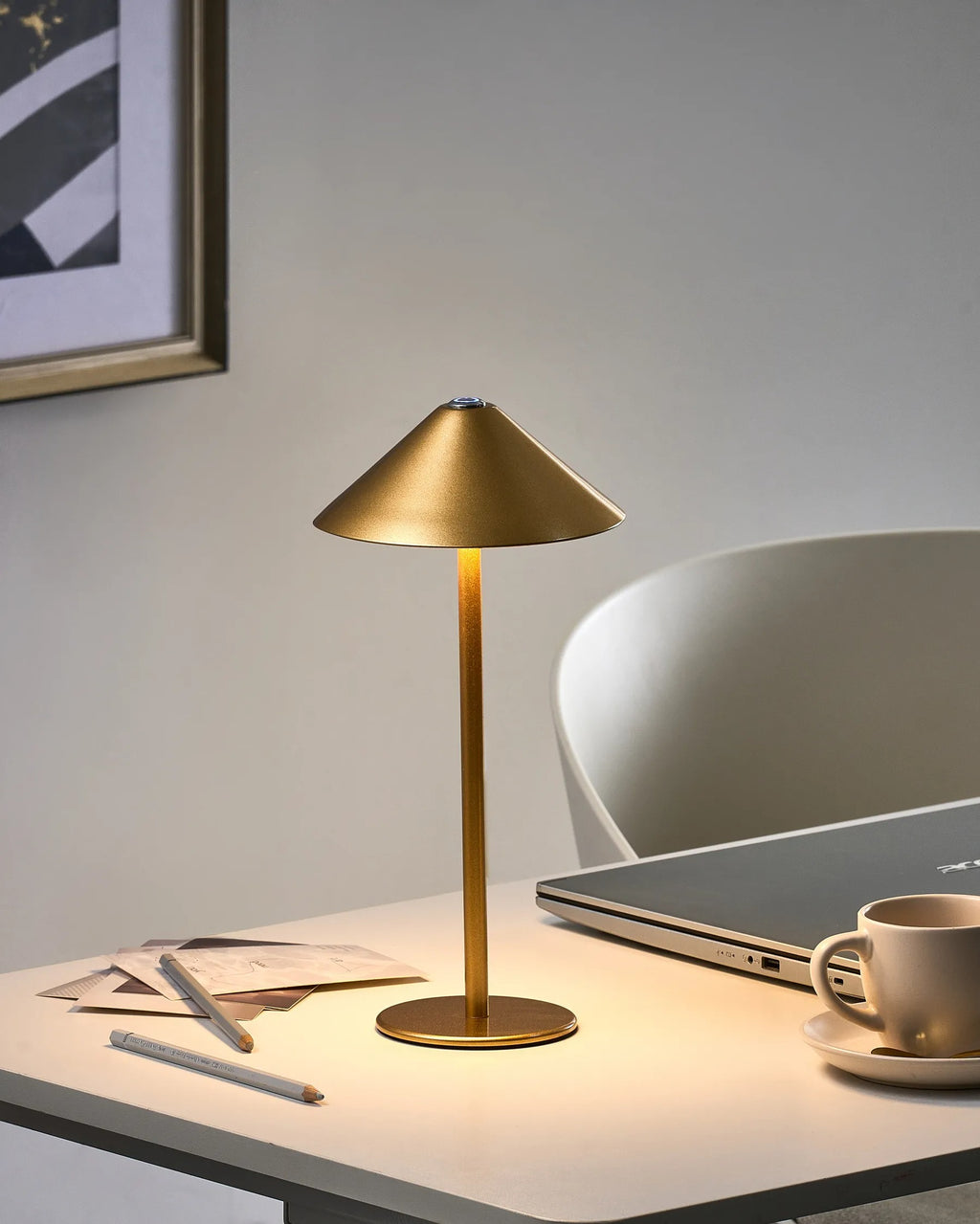 Lampe de table LED sans fil Avec variateur Métal Doré