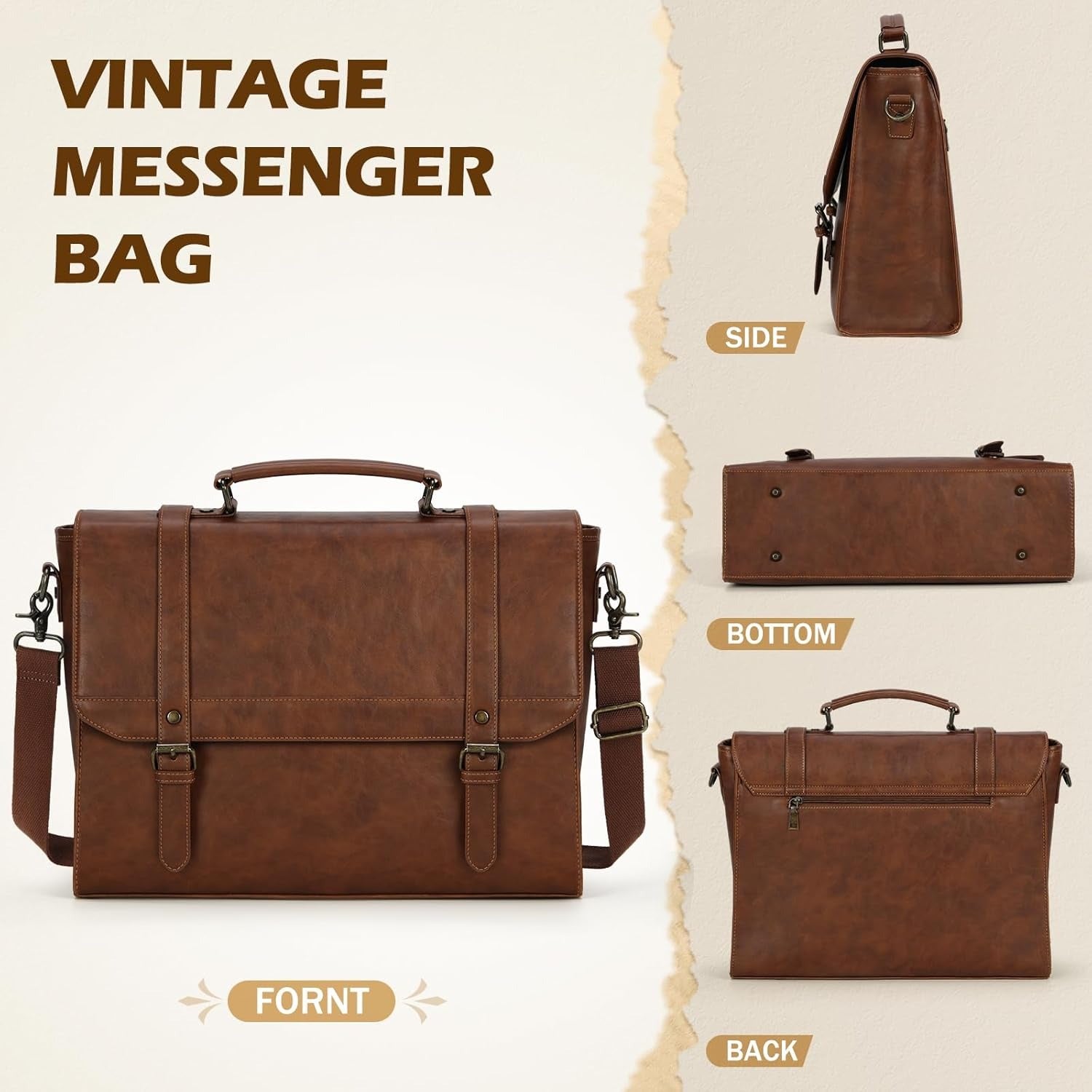 Borsa Porta PC Uomo Impermeabile 15,6" – Stile Vintage