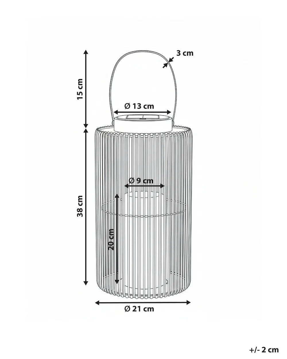 Lanterne à énergie solaire 53 cm Marron