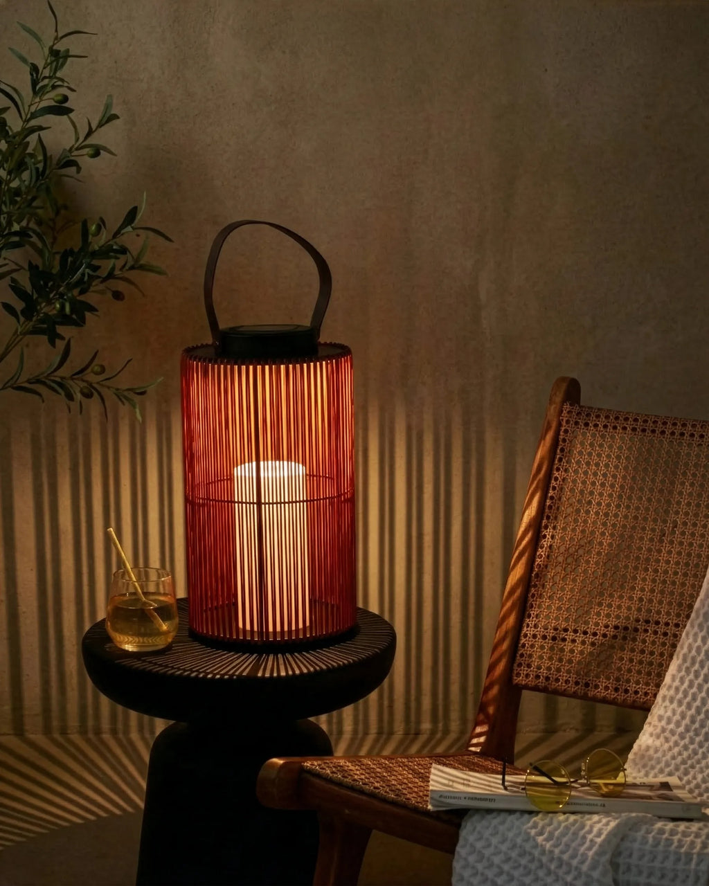Lanterne à énergie solaire 53 cm Marron