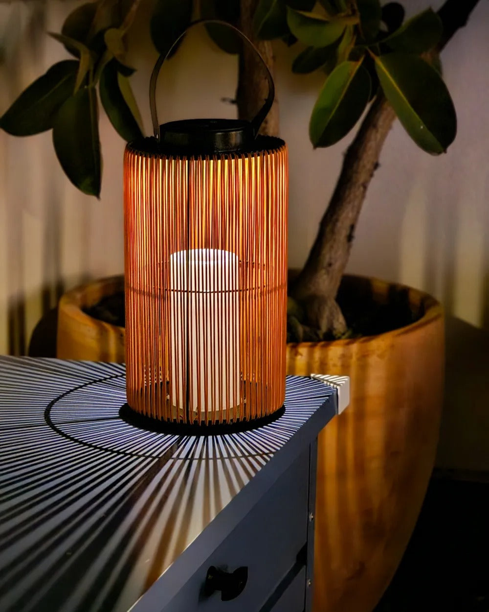 Lanterne à énergie solaire 53 cm Marron