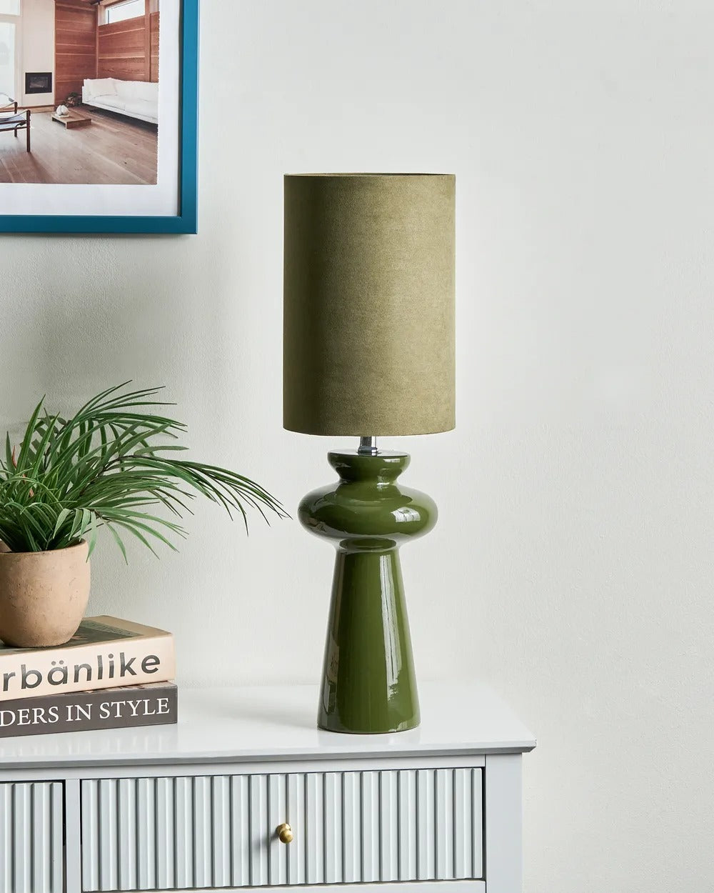 Lampe à poser Rouge/Vert olive