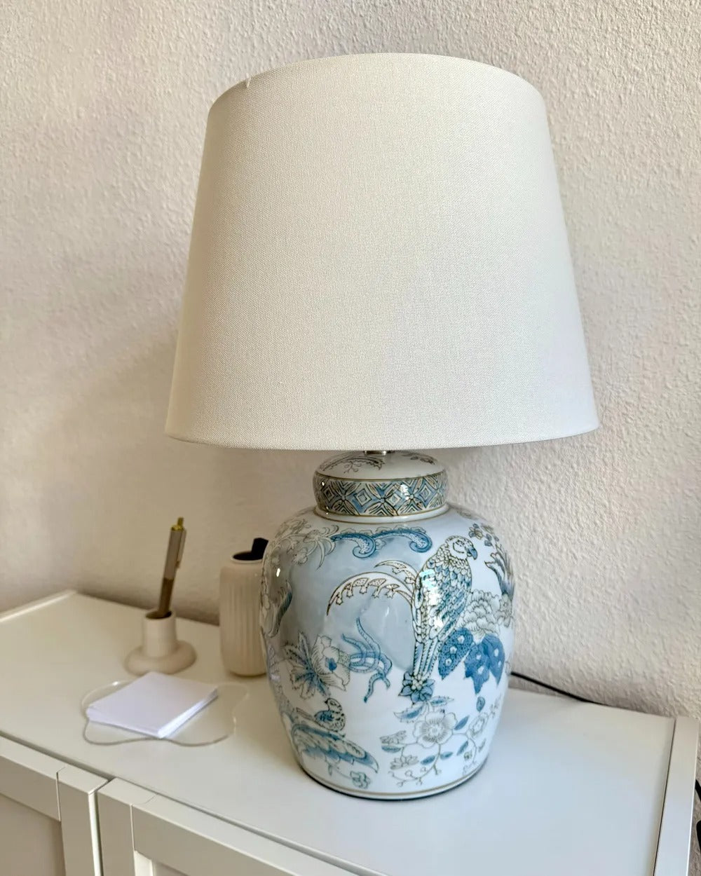 Lampe à poser Porcelaine Blanc/bleu