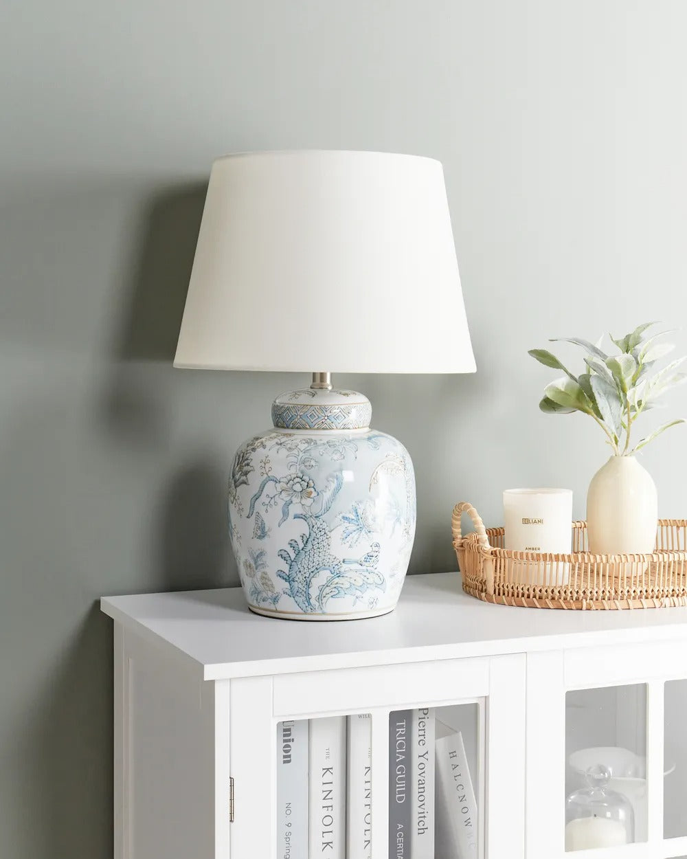 Lampe à poser Porcelaine Blanc/bleu