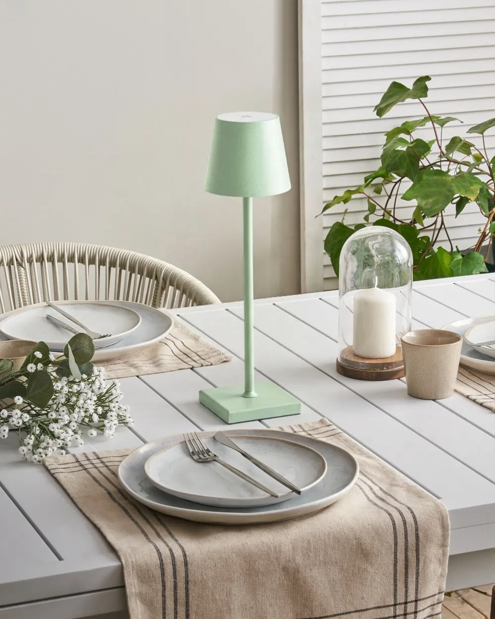 Lampe de table LED sans fil Métal Vert clair