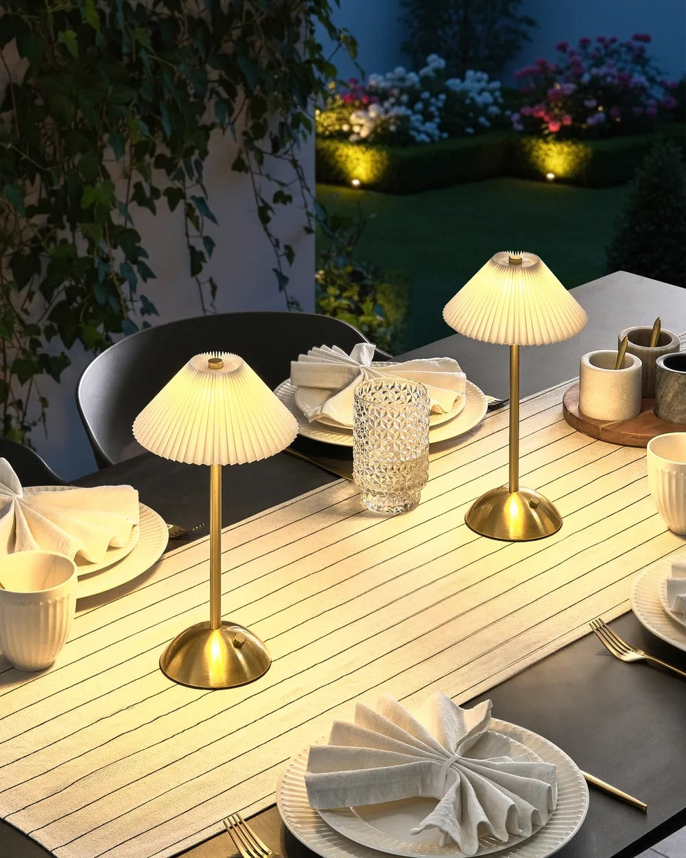 Lot de 2 lampes de table LED sans fil Avec variateur Métal Doré