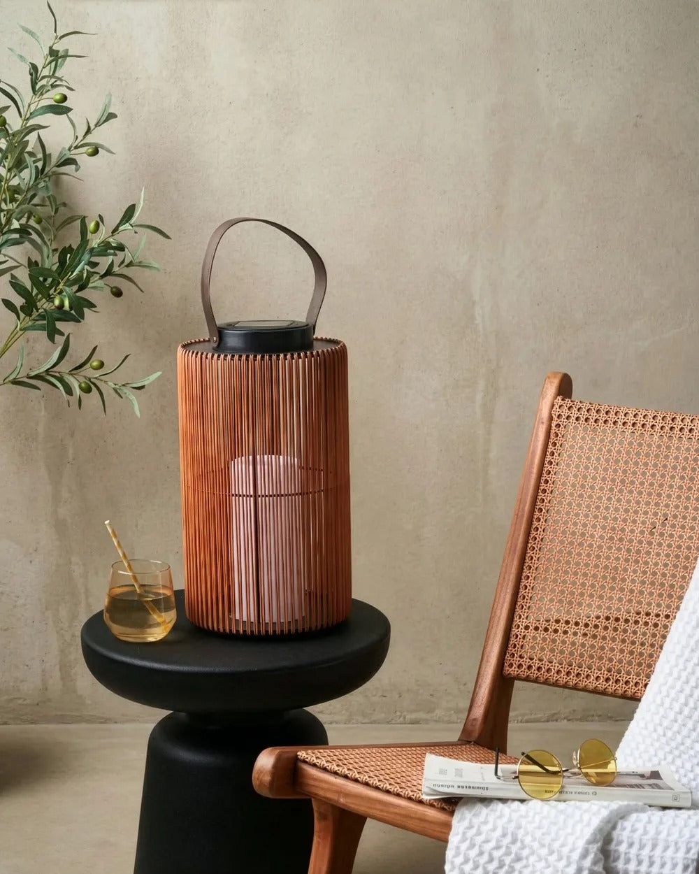 Lanterne à énergie solaire 53 cm Marron